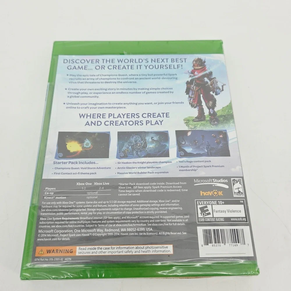 Project‎ Spark Xbox One 2014 Microsoft Game Creation Sandbox New Sealed